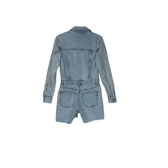 Zara Denim Jumpsuit Long Sleeve Shorts | Size S - Picture 2 of 11